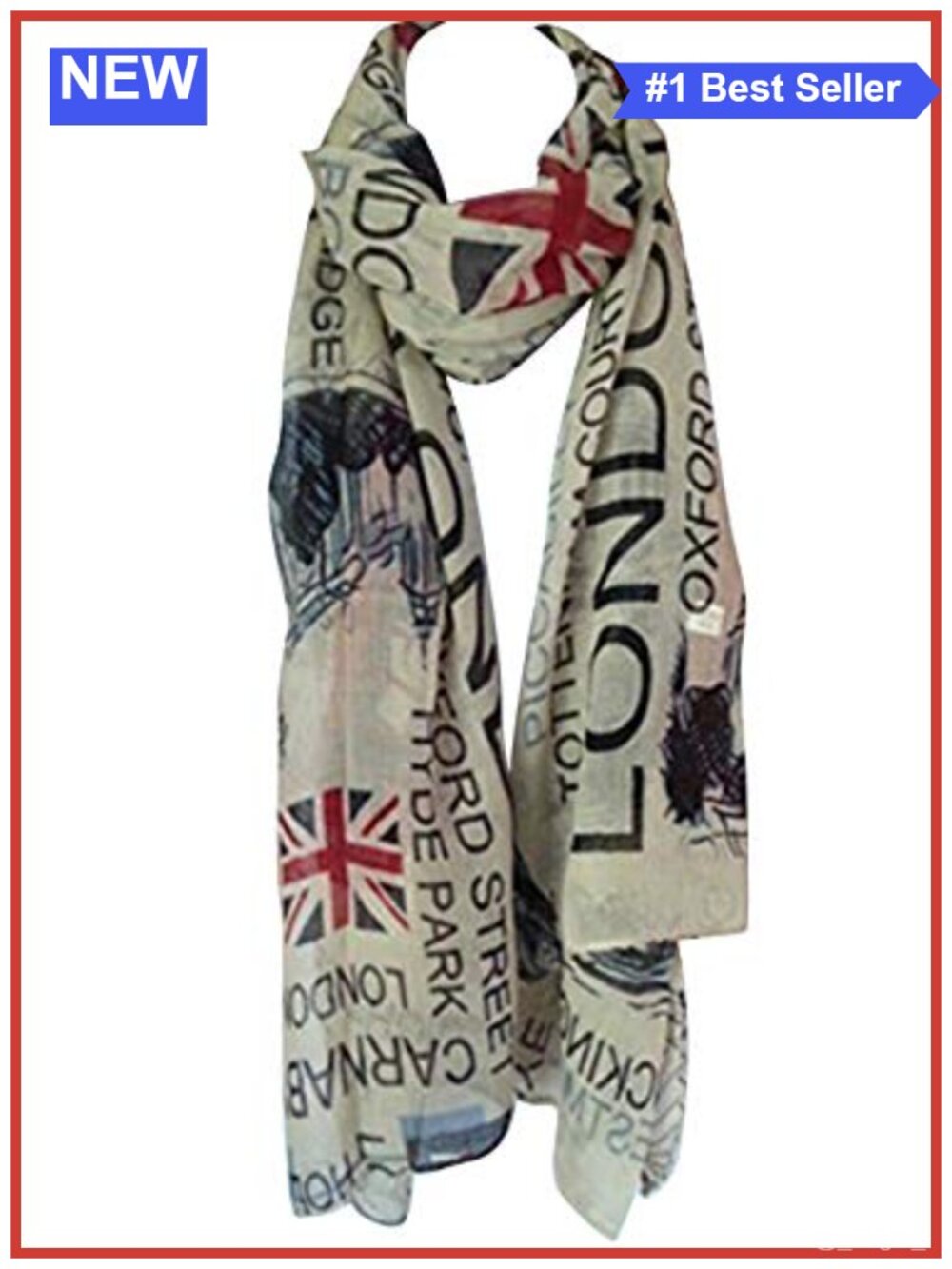 Oversized Viscose Union Jack London Souvenir Scarf Wrap